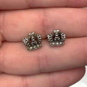 Juicy Couture Silver with Antique Finish Crown Post Studs with Original Backs